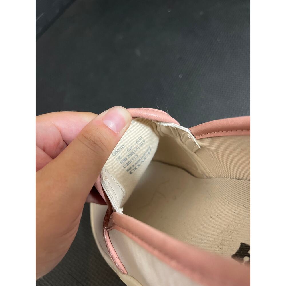 COACH Women's Slip On Sneaker Loafer‎ White Pink Petal Trim Size 10 Leather - Picture 8 of 8